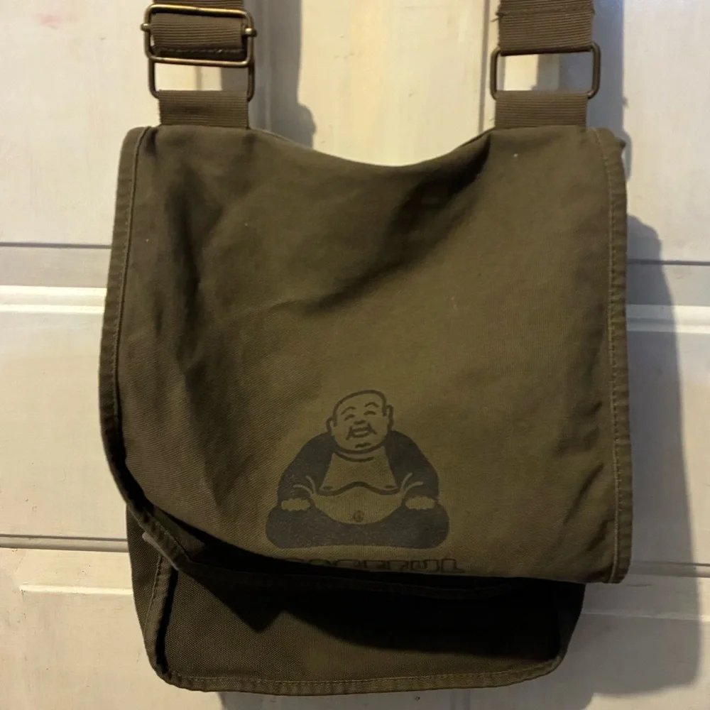 Authentic Pigment Messenger Crossbody Bag Purse Buddha Cotton Green 16” Festival